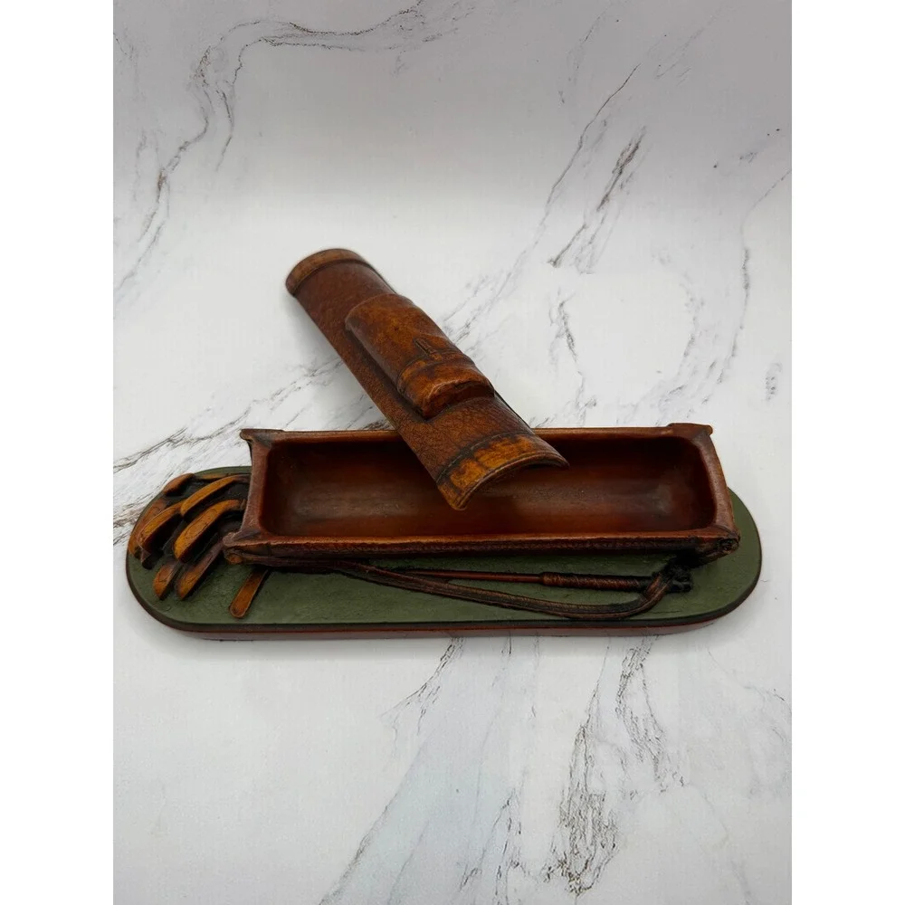Vintage Golf Bag Trinket Box Desk Accessory Enesco Resin Brown